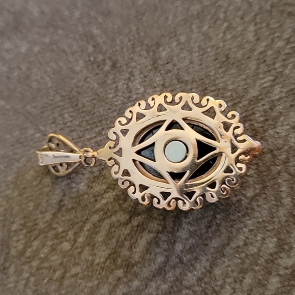 Copper CU Raw Obsidian Lace Gothic Pendant Necklace - Picture 6 of 7